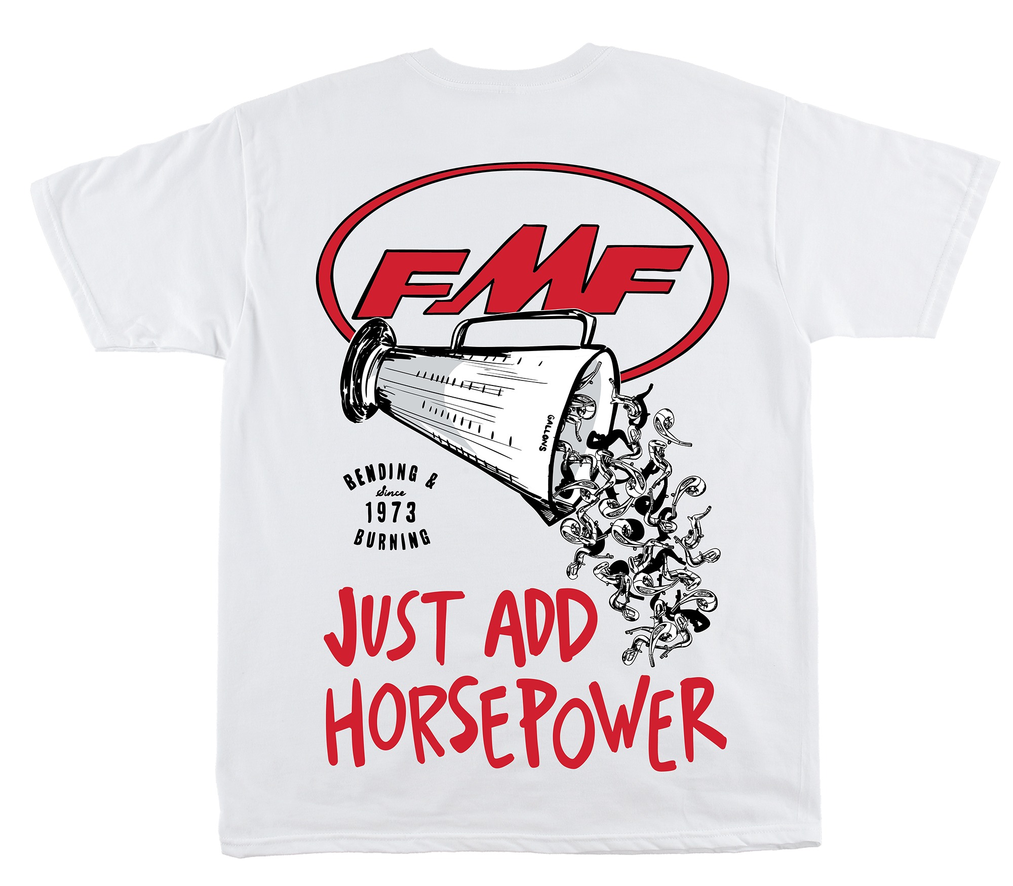 Off White Streetwear Brand - Kaos dengan Grafis Merek Knalpot Motor